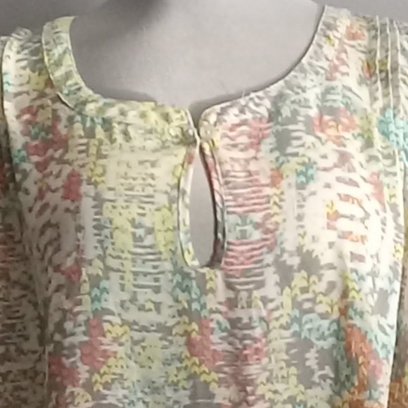 Daniel Rainn multi chevron pattern sleeveless pullover keyhole boho top Y2K sz1X - Picture 3 of 5